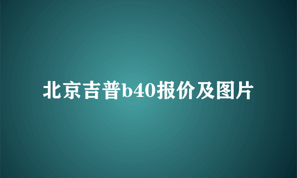 北京吉普b40报价及图片