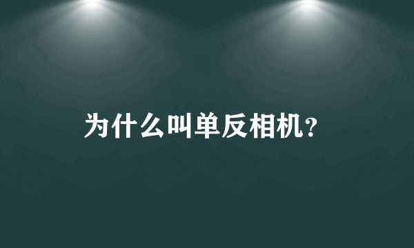 为什么叫单反相机？