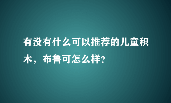 有没有什么可以推荐的儿童积木，布鲁可怎么样？