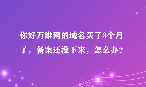 你好万维网的域名买了3个月了，备案还没下来，怎么办？