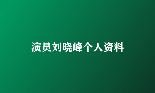 演员刘晓峰个人资料