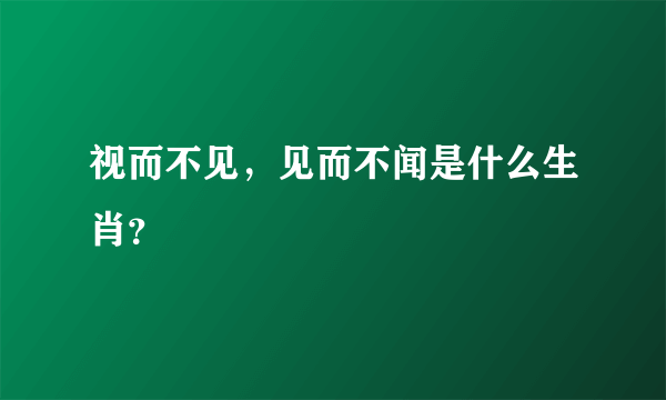 视而不见，见而不闻是什么生肖？