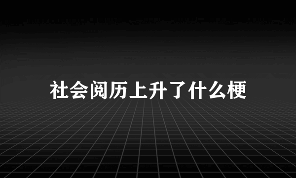 社会阅历上升了什么梗