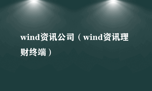 wind资讯公司（wind资讯理财终端）