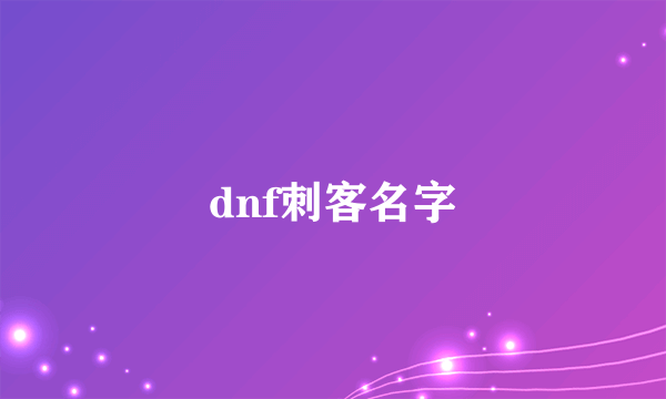 dnf刺客名字