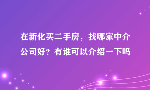 在新化买二手房，找哪家中介公司好？有谁可以介绍一下吗