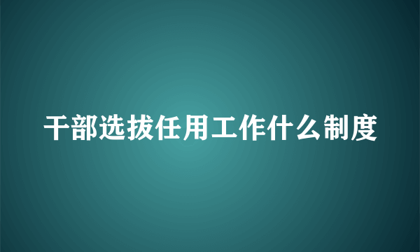 干部选拔任用工作什么制度