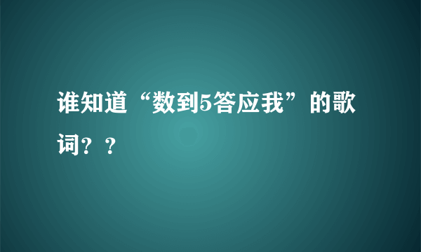 谁知道“数到5答应我”的歌词？？