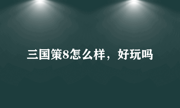 三国策8怎么样，好玩吗