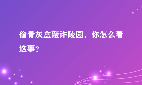 偷骨灰盒敲诈陵园，你怎么看这事？