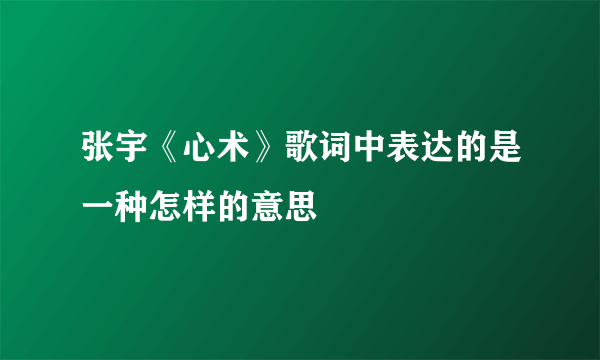 张宇《心术》歌词中表达的是一种怎样的意思