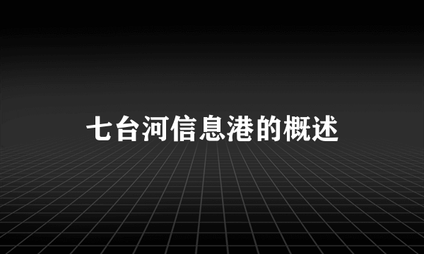 七台河信息港的概述