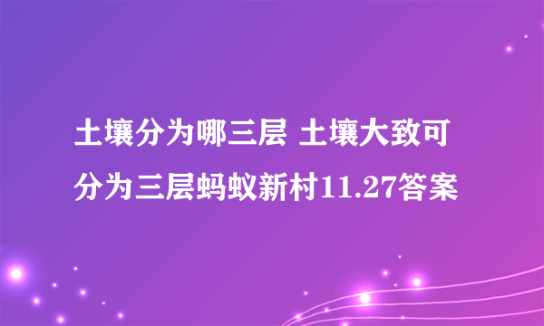 土壤分为哪三层 土壤大致可分为三层蚂蚁新村11.27答案