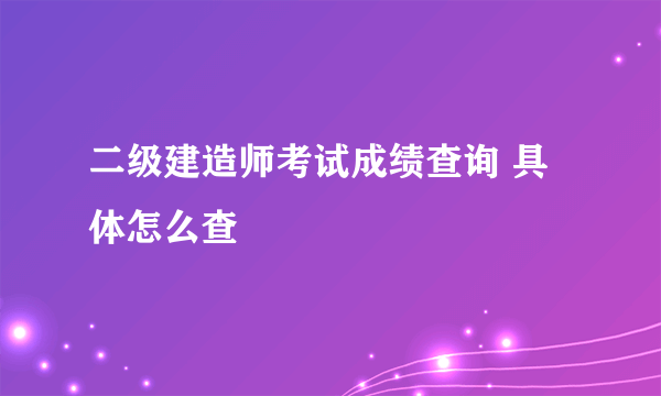 二级建造师考试成绩查询 具体怎么查