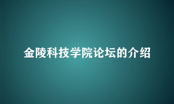 金陵科技学院论坛的介绍