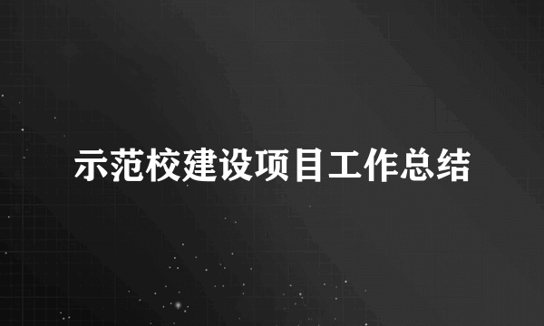 示范校建设项目工作总结