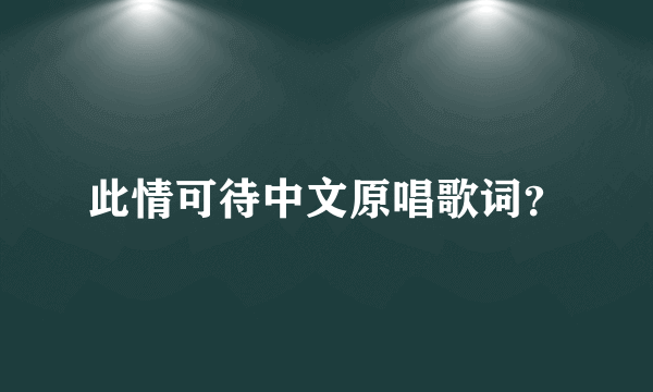 此情可待中文原唱歌词？