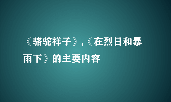 《骆驼祥子》,《在烈日和暴雨下》的主要内容