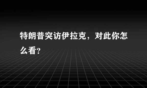 特朗普突访伊拉克，对此你怎么看？