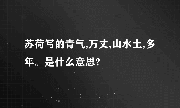 苏荷写的青气,万丈,山水土,多年。是什么意思?