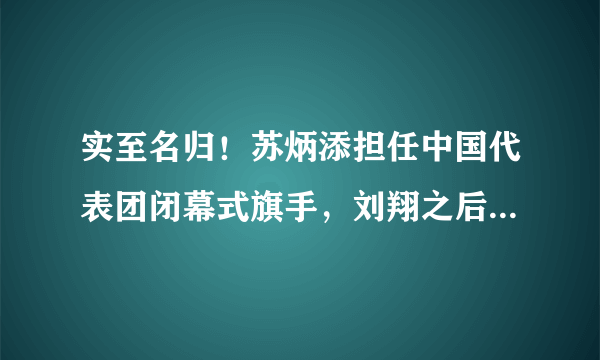 实至名归！苏炳添担任中国代表团闭幕式旗手，刘翔之后田径第2人