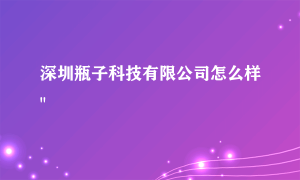 深圳瓶子科技有限公司怎么样