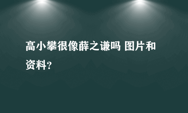 高小攀很像薛之谦吗 图片和资料？