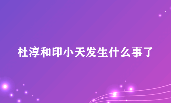 杜淳和印小天发生什么事了