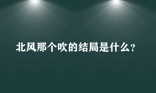 北风那个吹的结局是什么？