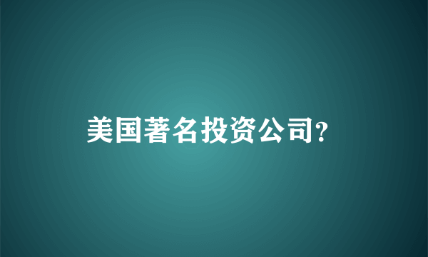 美国著名投资公司？