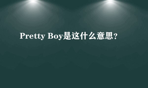 Pretty Boy是这什么意思？