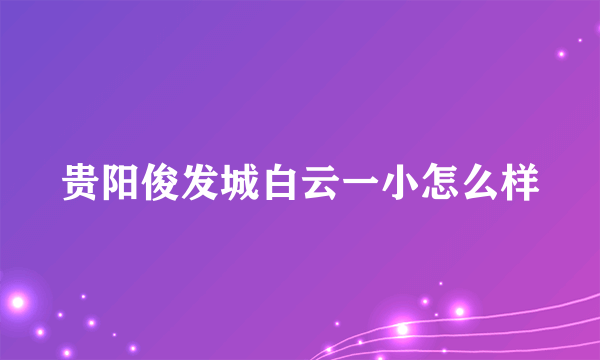 贵阳俊发城白云一小怎么样