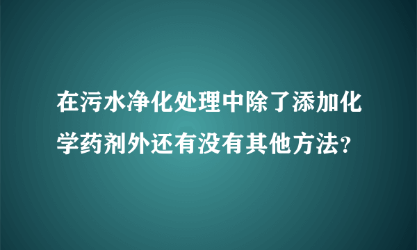 在污水净化处理中除了添加化学药剂外还有没有其他方法？