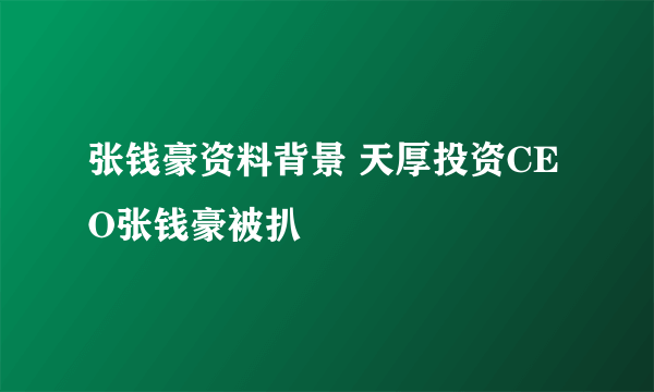 张钱豪资料背景 天厚投资CEO张钱豪被扒