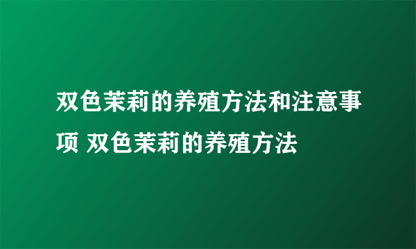 双色茉莉的养殖方法和注意事项 双色茉莉的养殖方法