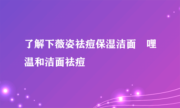 了解下薇姿祛痘保湿洁面啫哩温和洁面祛痘