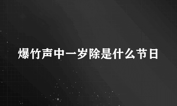 爆竹声中一岁除是什么节日