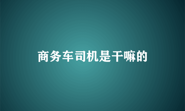 商务车司机是干嘛的