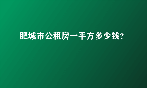 肥城市公租房一平方多少钱？