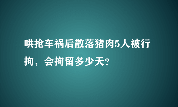 哄抢车祸后散落猪肉5人被行拘，会拘留多少天？