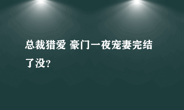 总裁猎爱 豪门一夜宠妻完结了没？