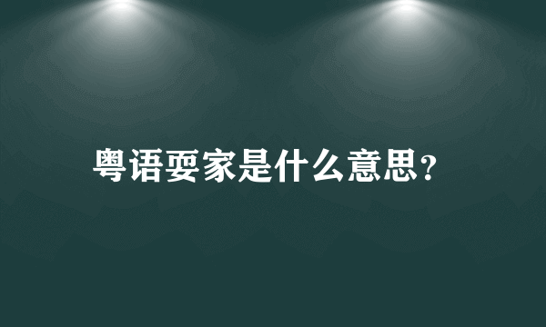 粤语耍家是什么意思？