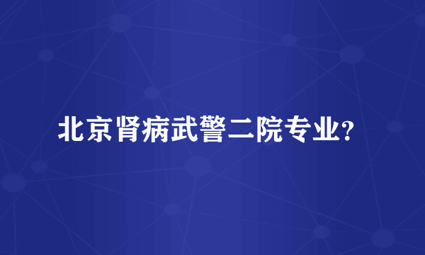 北京肾病武警二院专业？