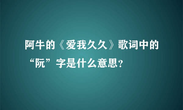 阿牛的《爱我久久》歌词中的“阮”字是什么意思？