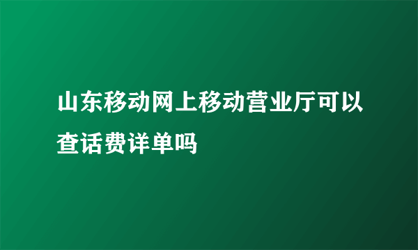 山东移动网上移动营业厅可以查话费详单吗