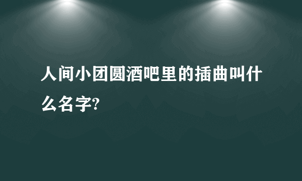 人间小团圆酒吧里的插曲叫什么名字?