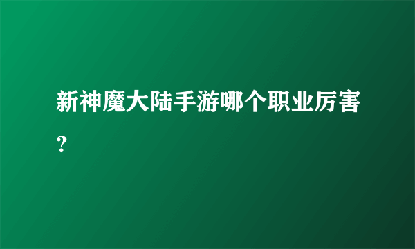 新神魔大陆手游哪个职业厉害？