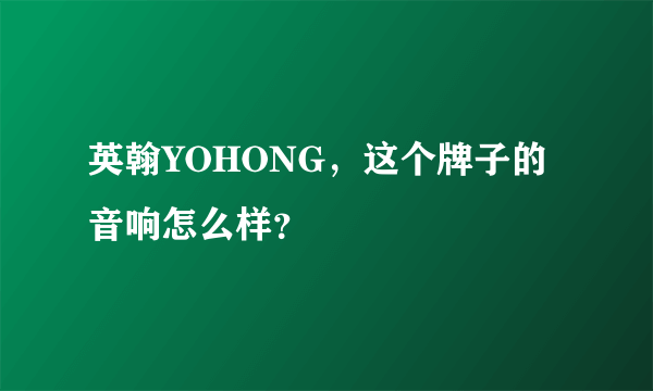 英翰YOHONG，这个牌子的音响怎么样？