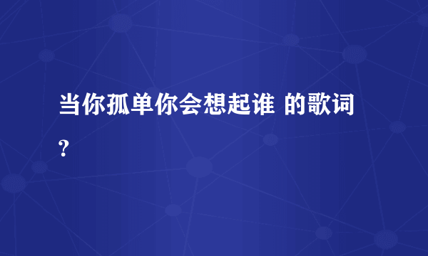 当你孤单你会想起谁 的歌词？