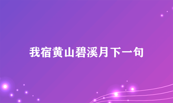 我宿黄山碧溪月下一句